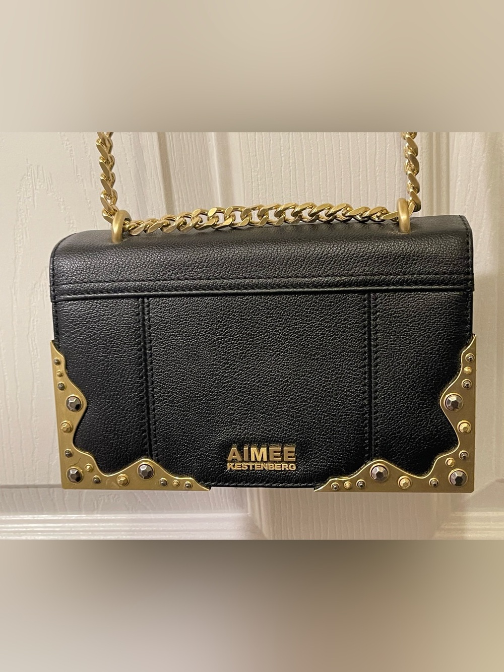 Aimee Kestenberg Black Leather Crossbody with Gold Hardware